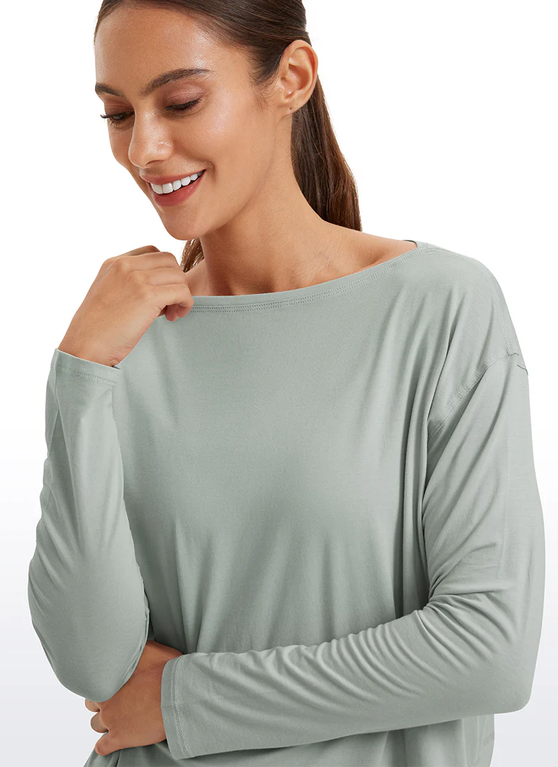 Pima Cotton Boat Neck Long Sleeve - Image 19