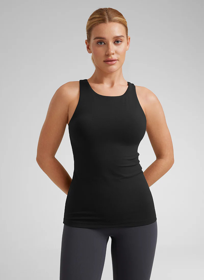 Butterluxe Hip Length Built-in Bra Tanks High Neck - Image 5