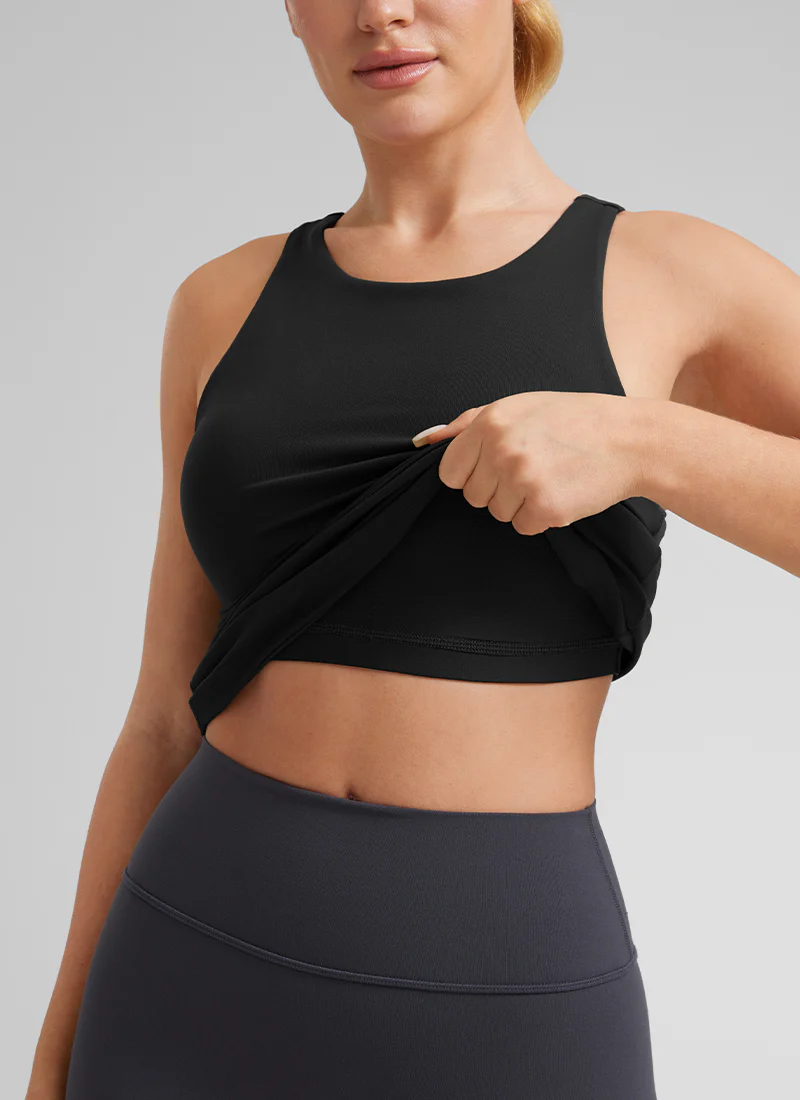 Butterluxe Hip Length Built-in Bra Tanks High Neck - Image 9