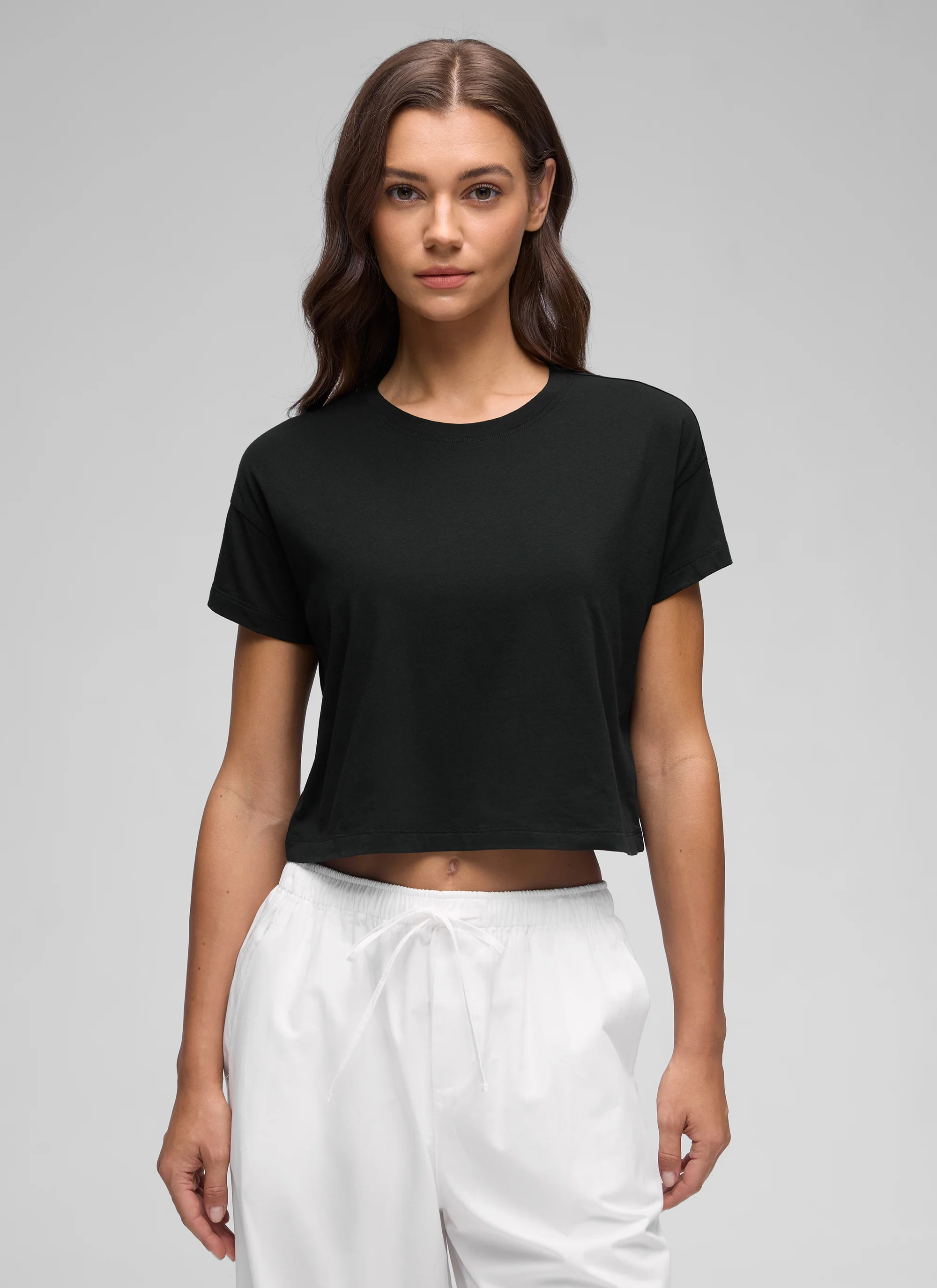 Pima Cotton Crew Neck Cropped Short Sleeve - Image 10