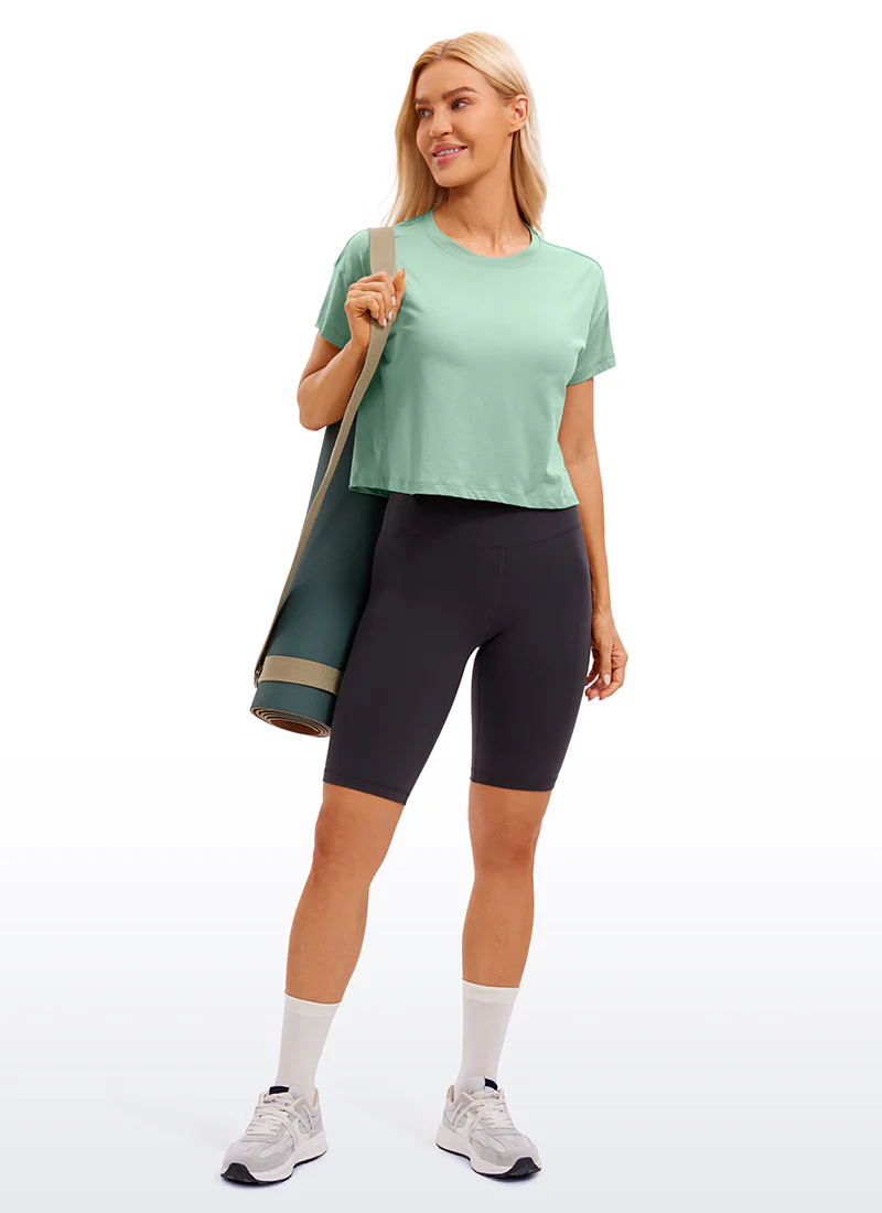 Pima Cotton Crew Neck Cropped Short Sleeve - Image 21