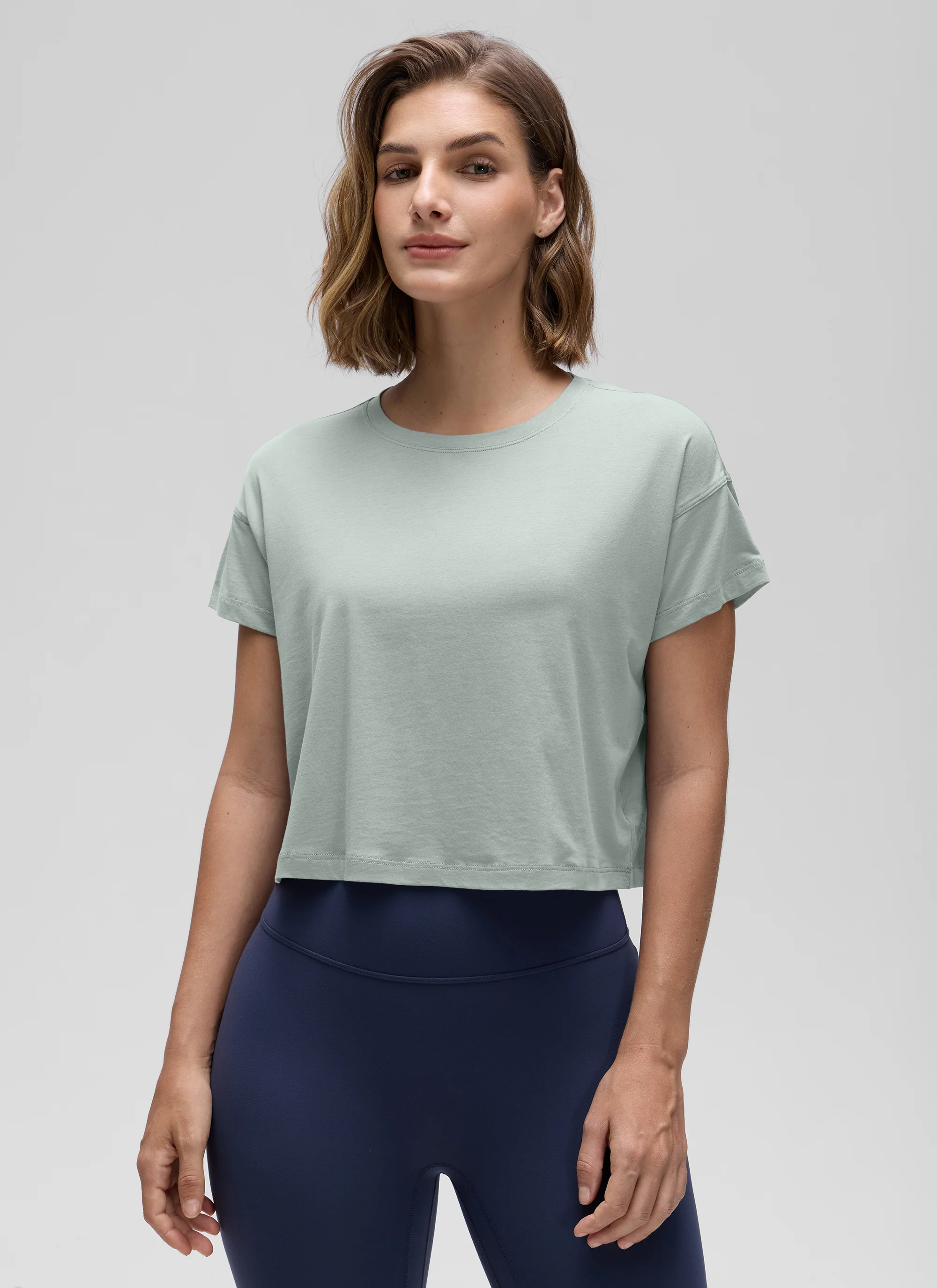 Pima Cotton Crew Neck Cropped Short Sleeve - Image 26