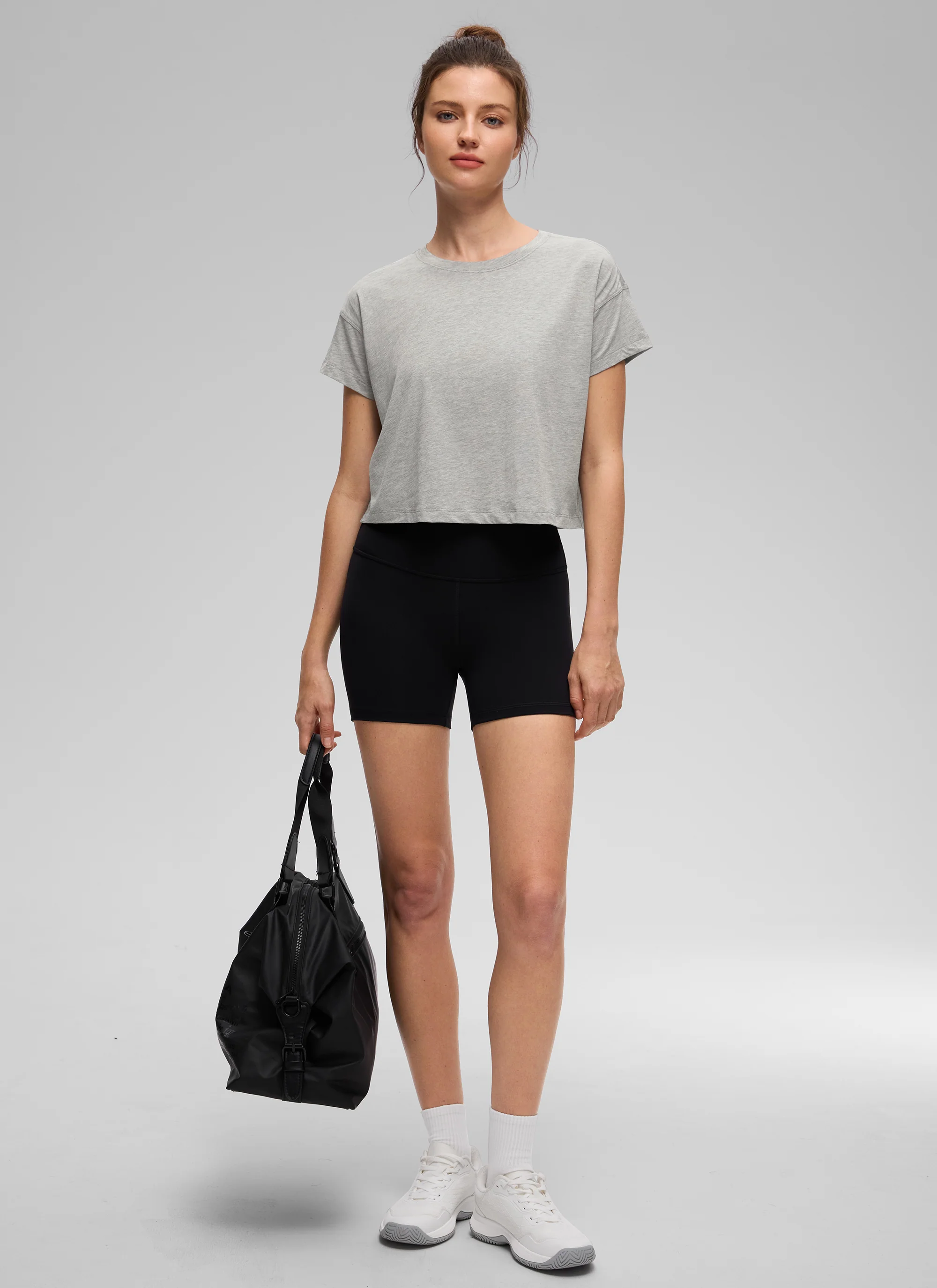 Pima Cotton Crew Neck Cropped Short Sleeve - Image 32