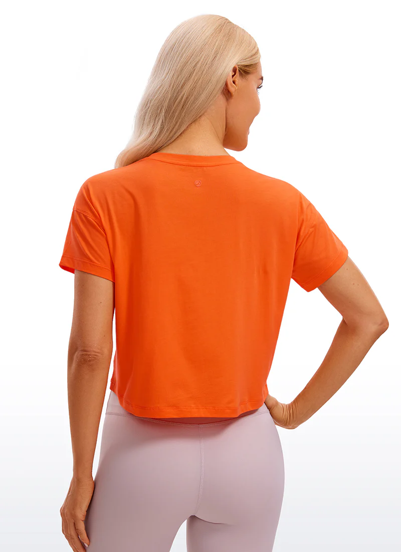 Pima Cotton Crew Neck Cropped Short Sleeve - Image 35