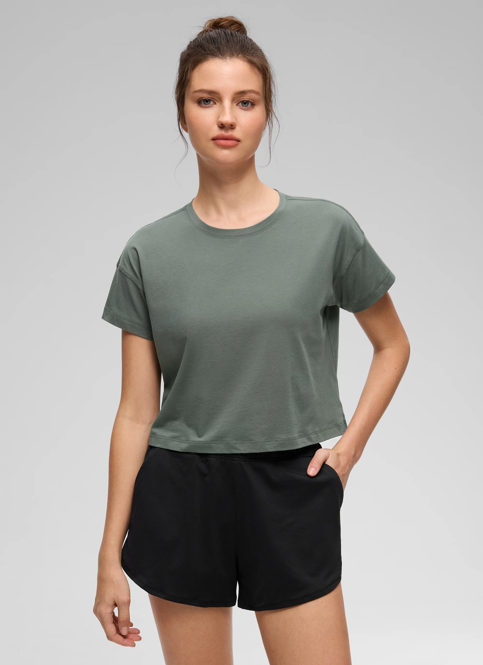 Pima Cotton Crew Neck Cropped Short Sleeve - Image 41