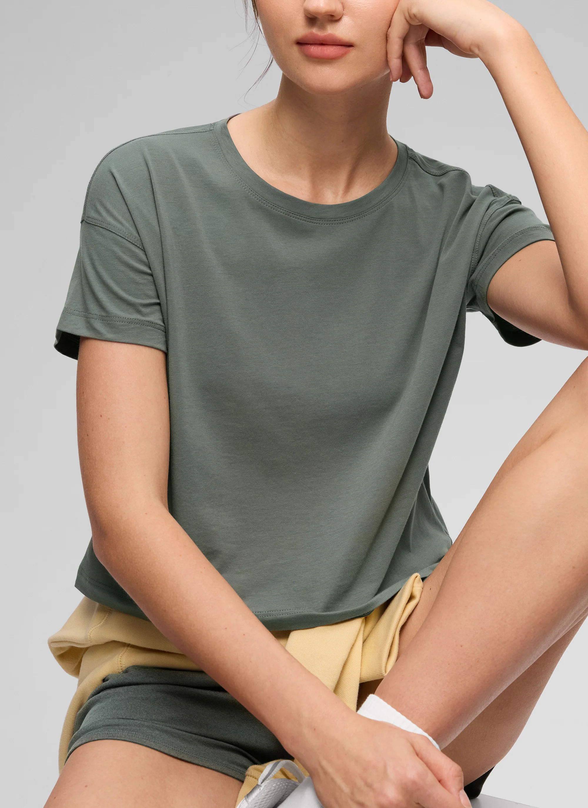 Pima Cotton Crew Neck Cropped Short Sleeve - Image 44
