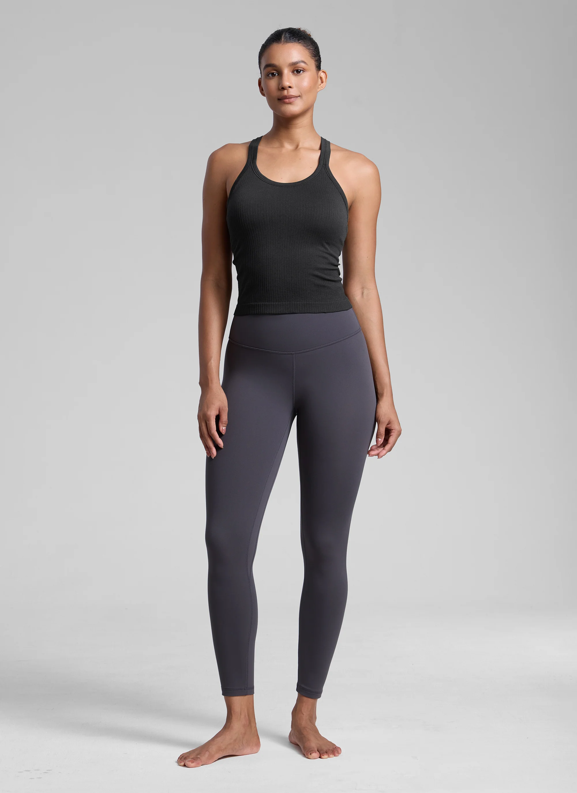 Seamless Racerback Built in Bra Ribbed Tank - Image 12