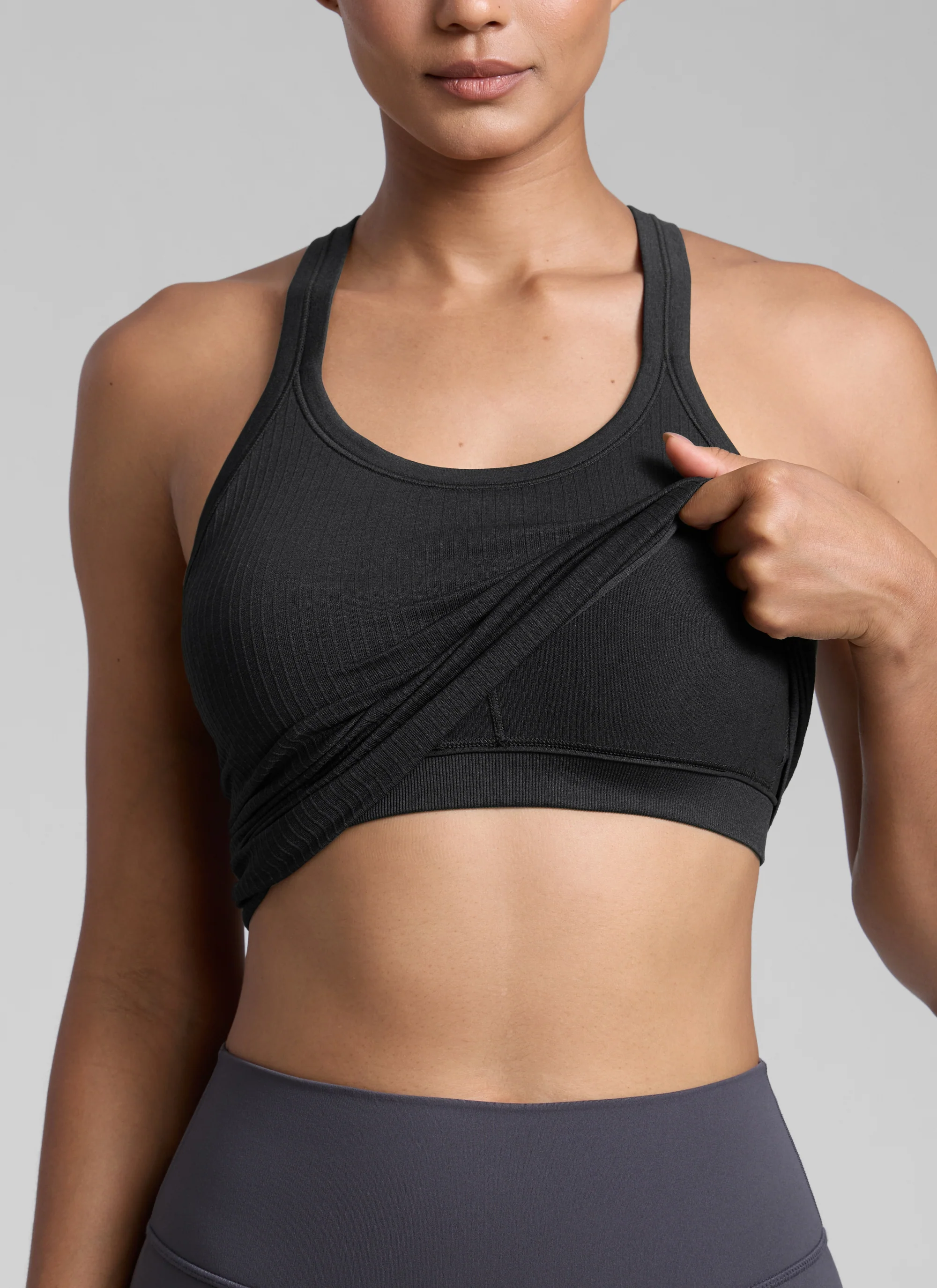 Seamless Racerback Built in Bra Ribbed Tank - Image 14