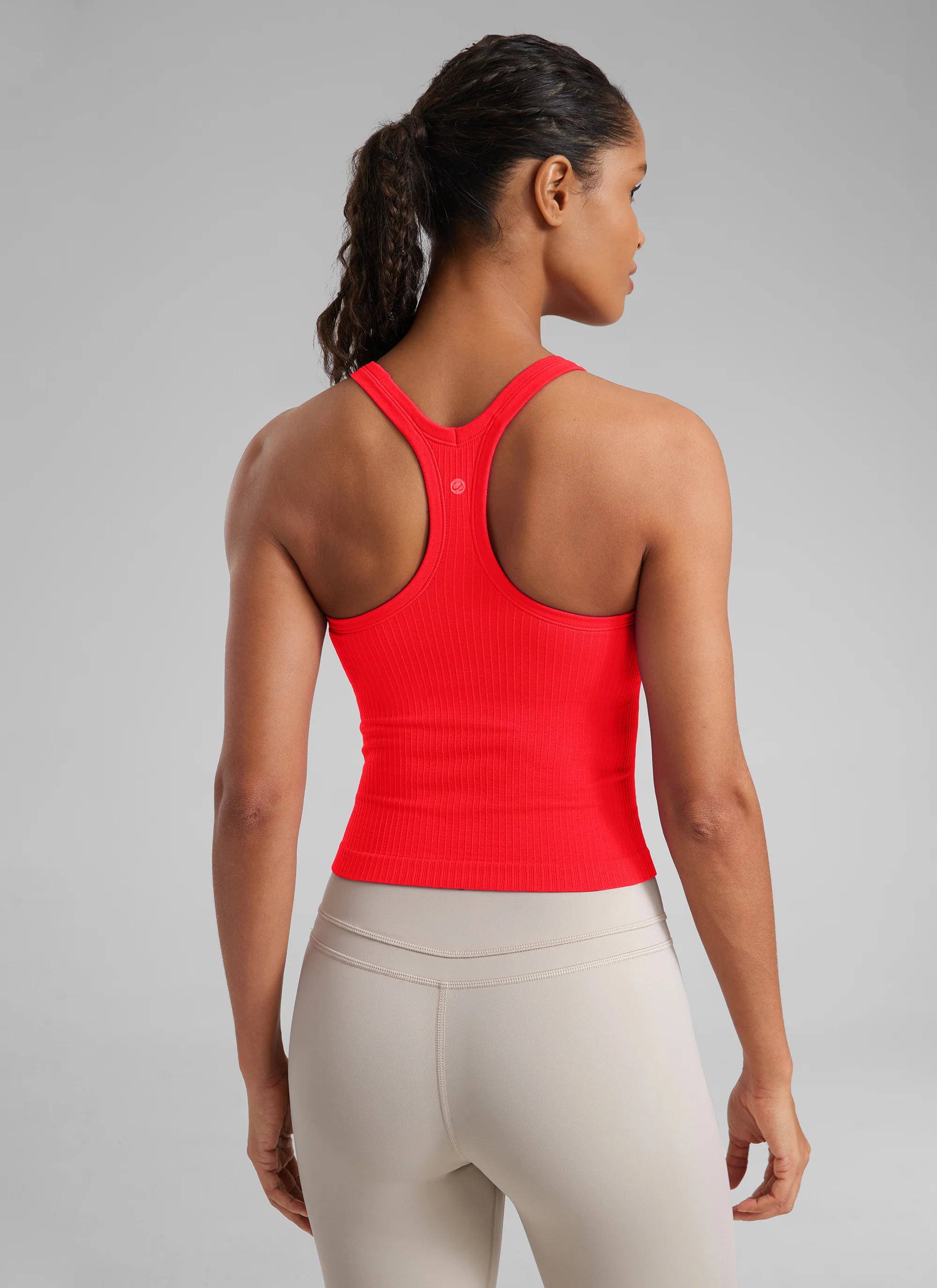 Seamless Racerback Built in Bra Ribbed Tank - Image 25