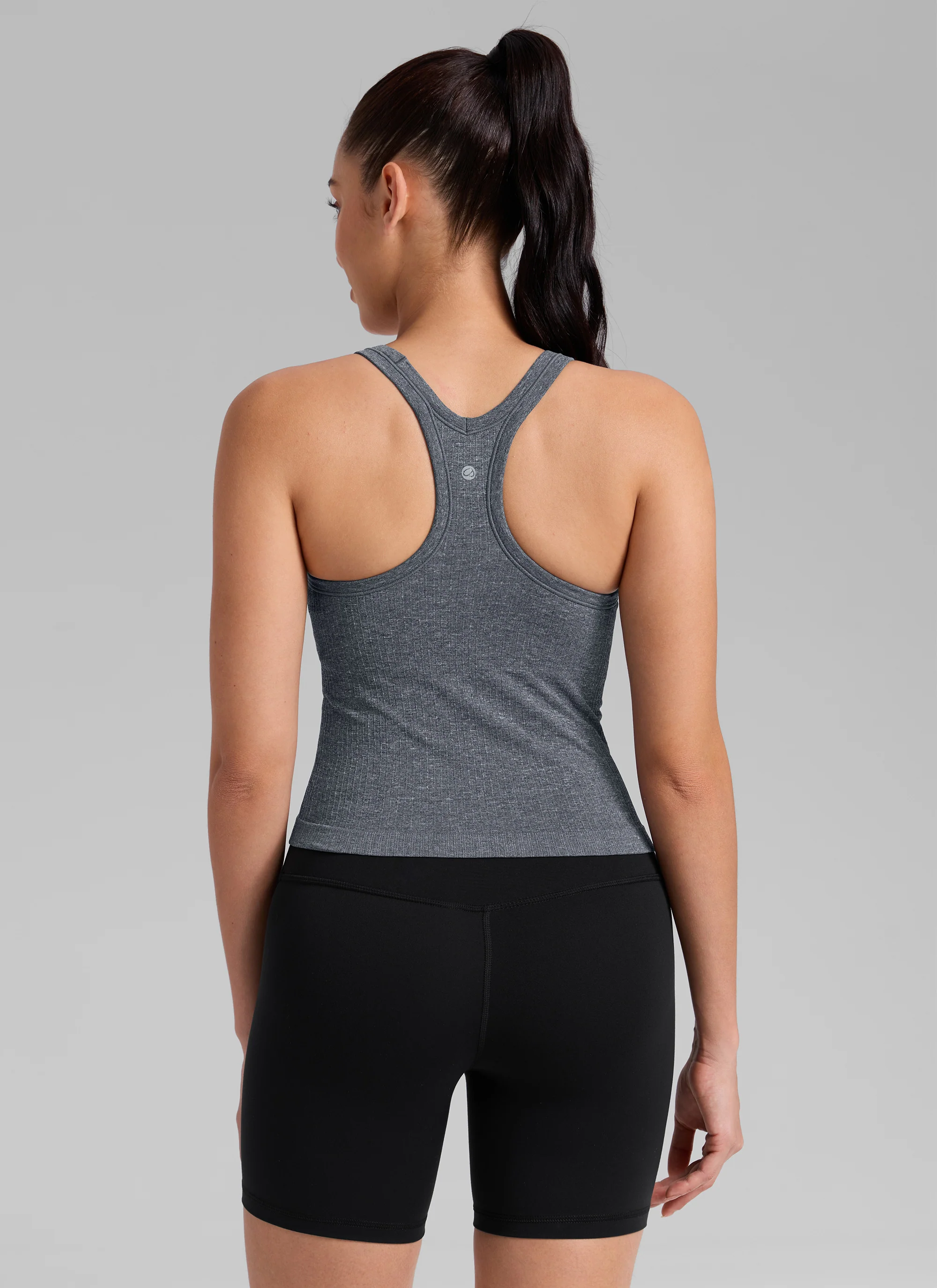 Seamless Racerback Built in Bra Ribbed Tank - Image 31