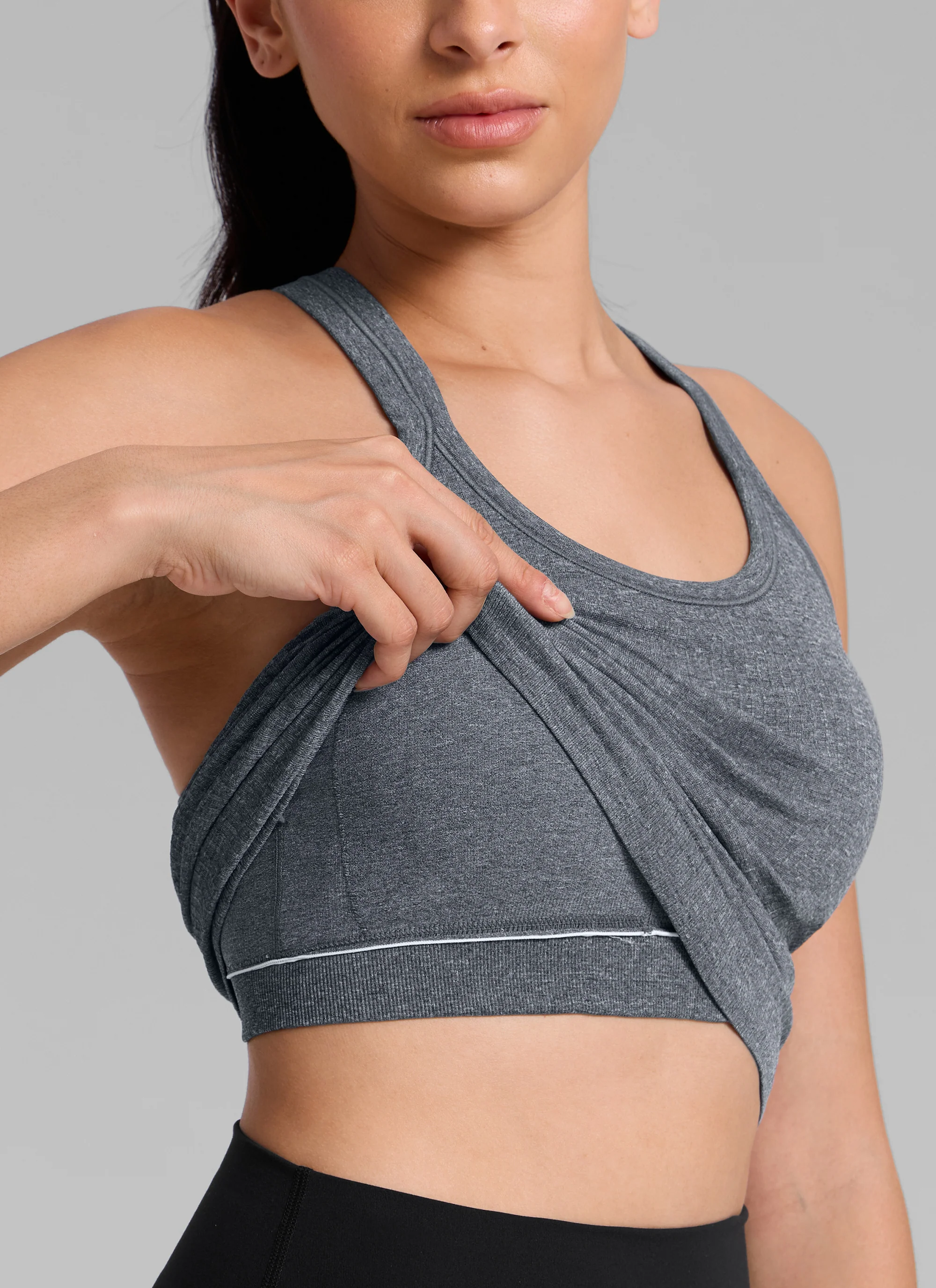 Seamless Racerback Built in Bra Ribbed Tank - Image 32