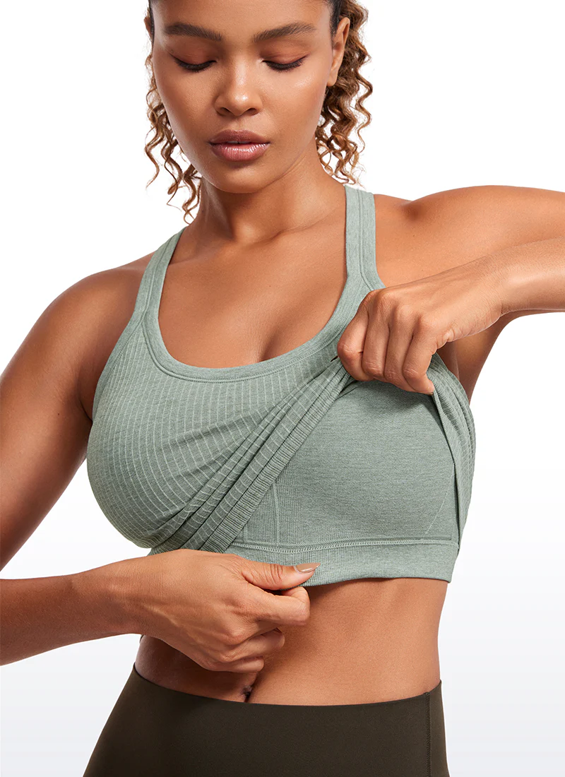 Seamless Racerback Built in Bra Ribbed Tank - Image 9