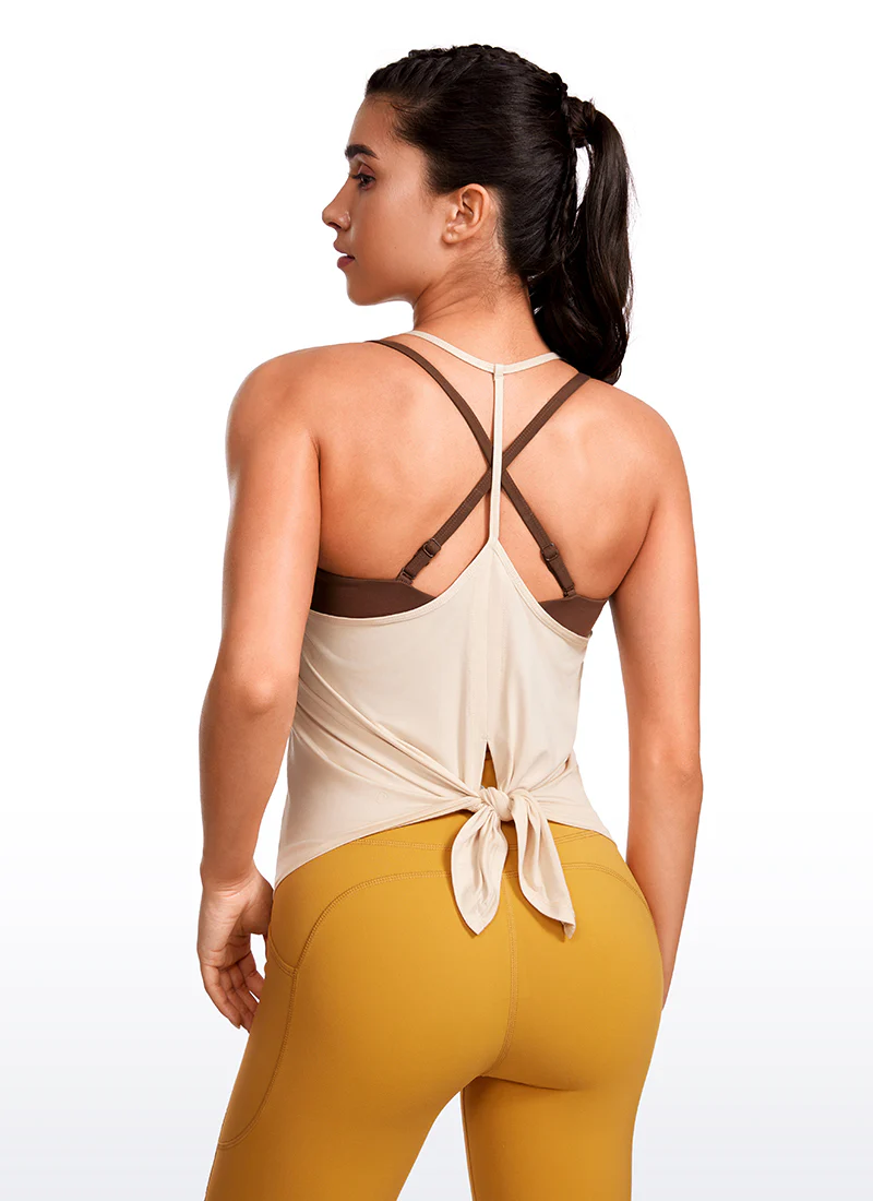 Lightweight Tie Back Halter V Neck Tank - Image 12