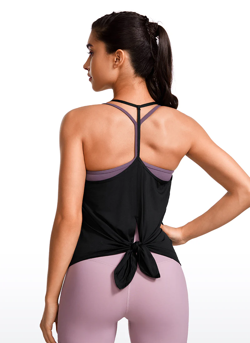 Lightweight Tie Back Halter V Neck Tank - Image 19