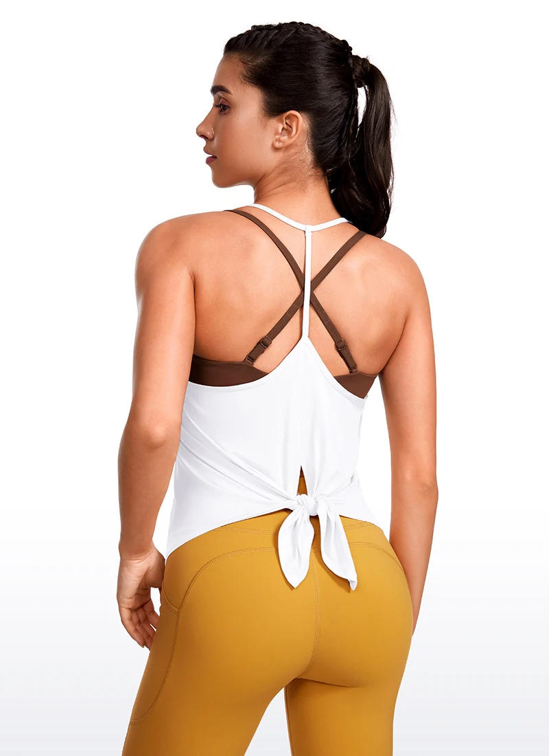 Lightweight Tie Back Halter V Neck Tank - Image 25