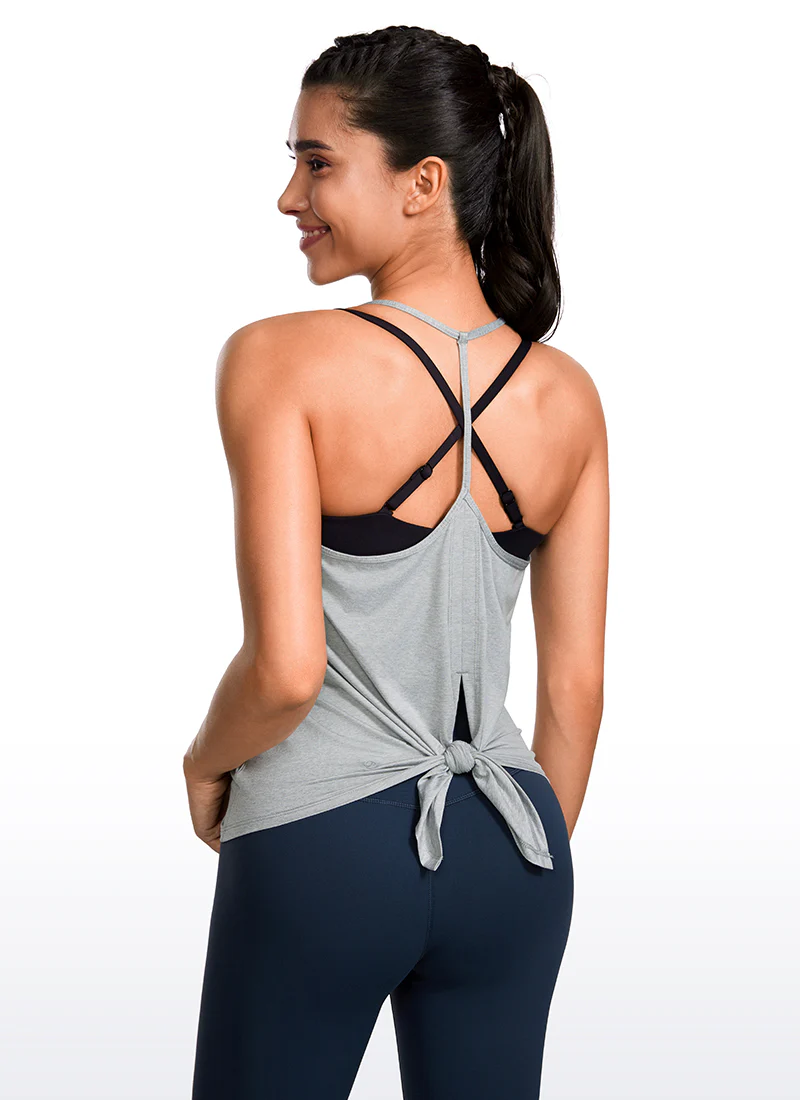 Lightweight Tie Back Halter V Neck Tank - Image 26