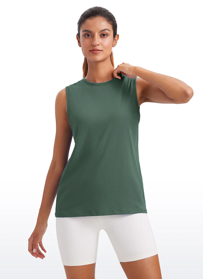 Pima Cotton Hip Length High Neck Tank - Image 13