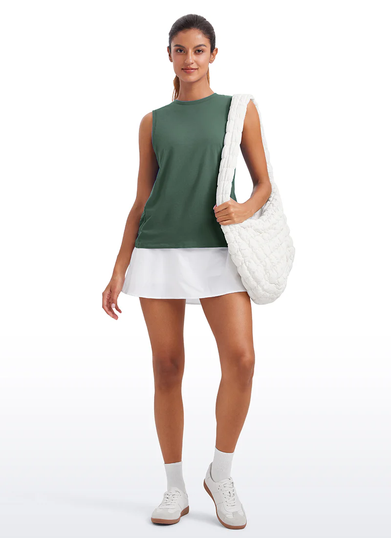 Pima Cotton Hip Length High Neck Tank - Image 15