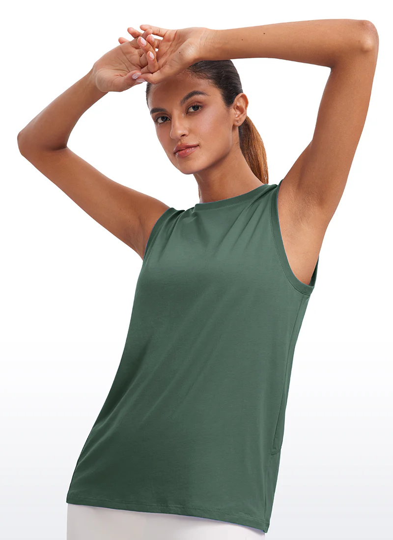 Pima Cotton Hip Length High Neck Tank - Image 16