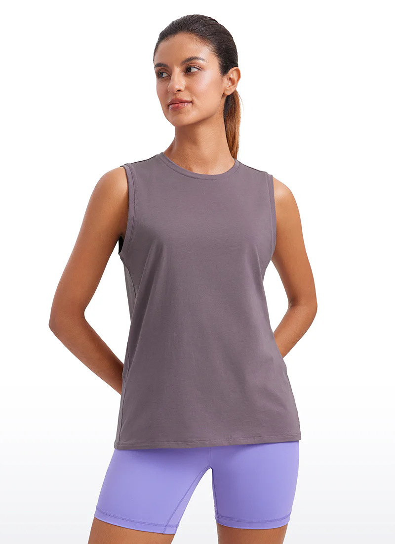 Pima Cotton Hip Length High Neck Tank - Image 17