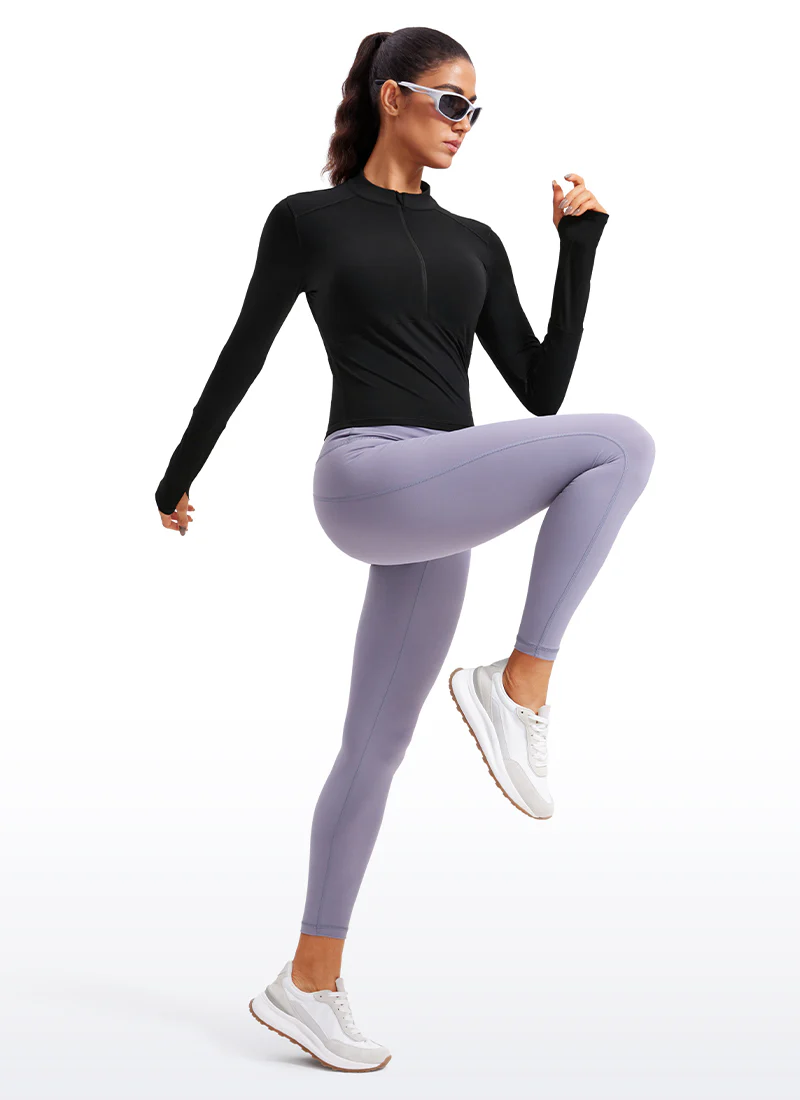 Brushed Half Zip Cropped Long Sleeve - Image 12