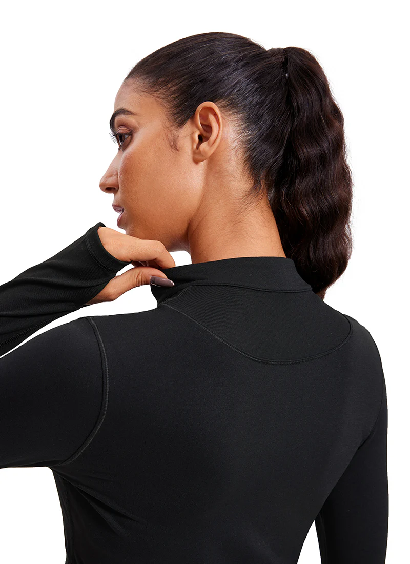 Brushed Half Zip Cropped Long Sleeve - Image 13