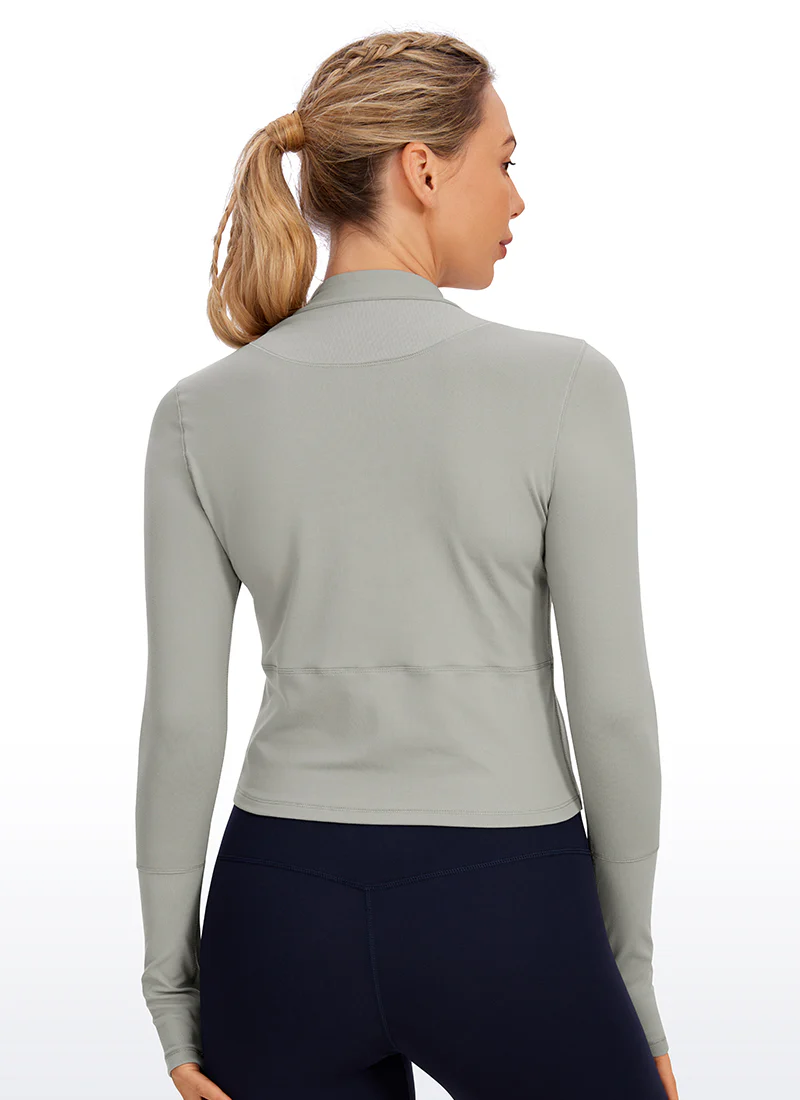 Brushed Half Zip Cropped Long Sleeve - Image 15