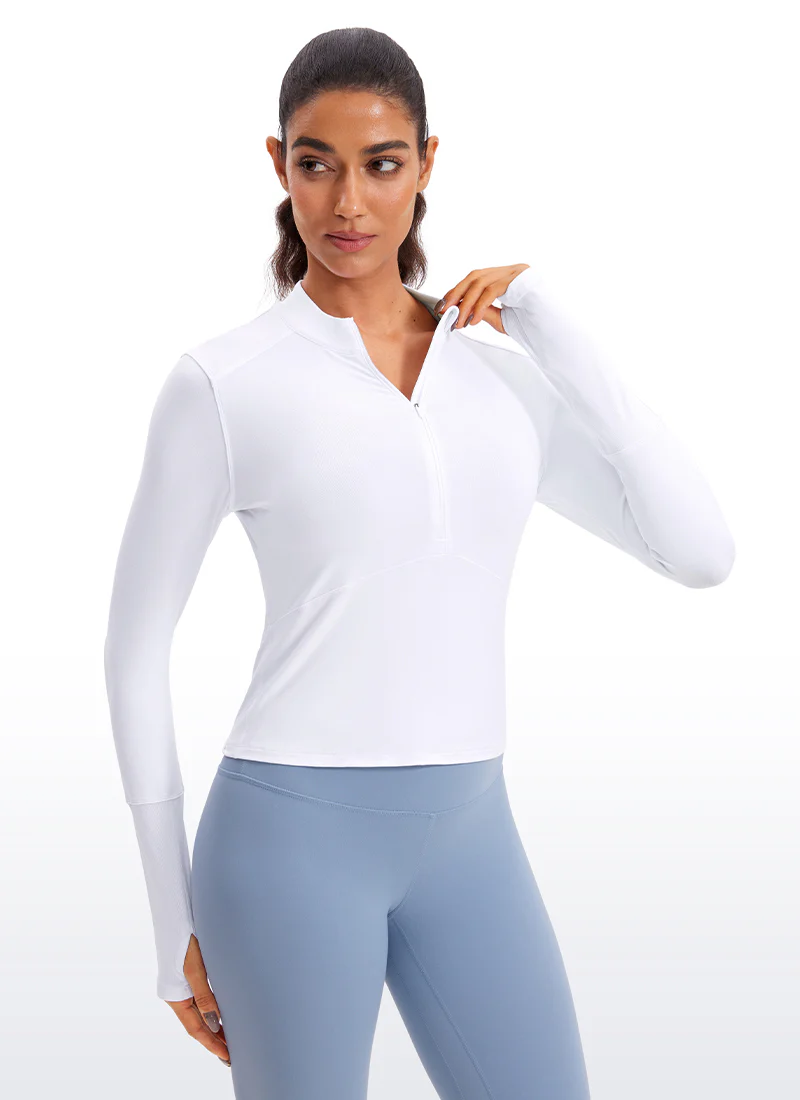 Brushed Half Zip Cropped Long Sleeve - Image 18