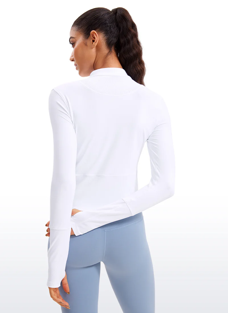 Brushed Half Zip Cropped Long Sleeve - Image 19