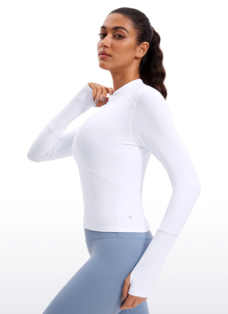 Brushed Half Zip Cropped Long Sleeve - Image 21