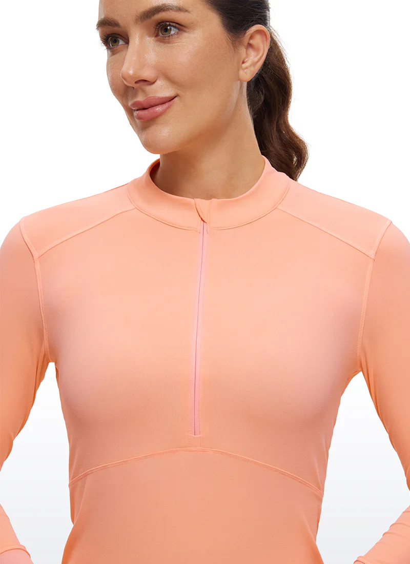 Brushed Half Zip Cropped Long Sleeve - Image 24