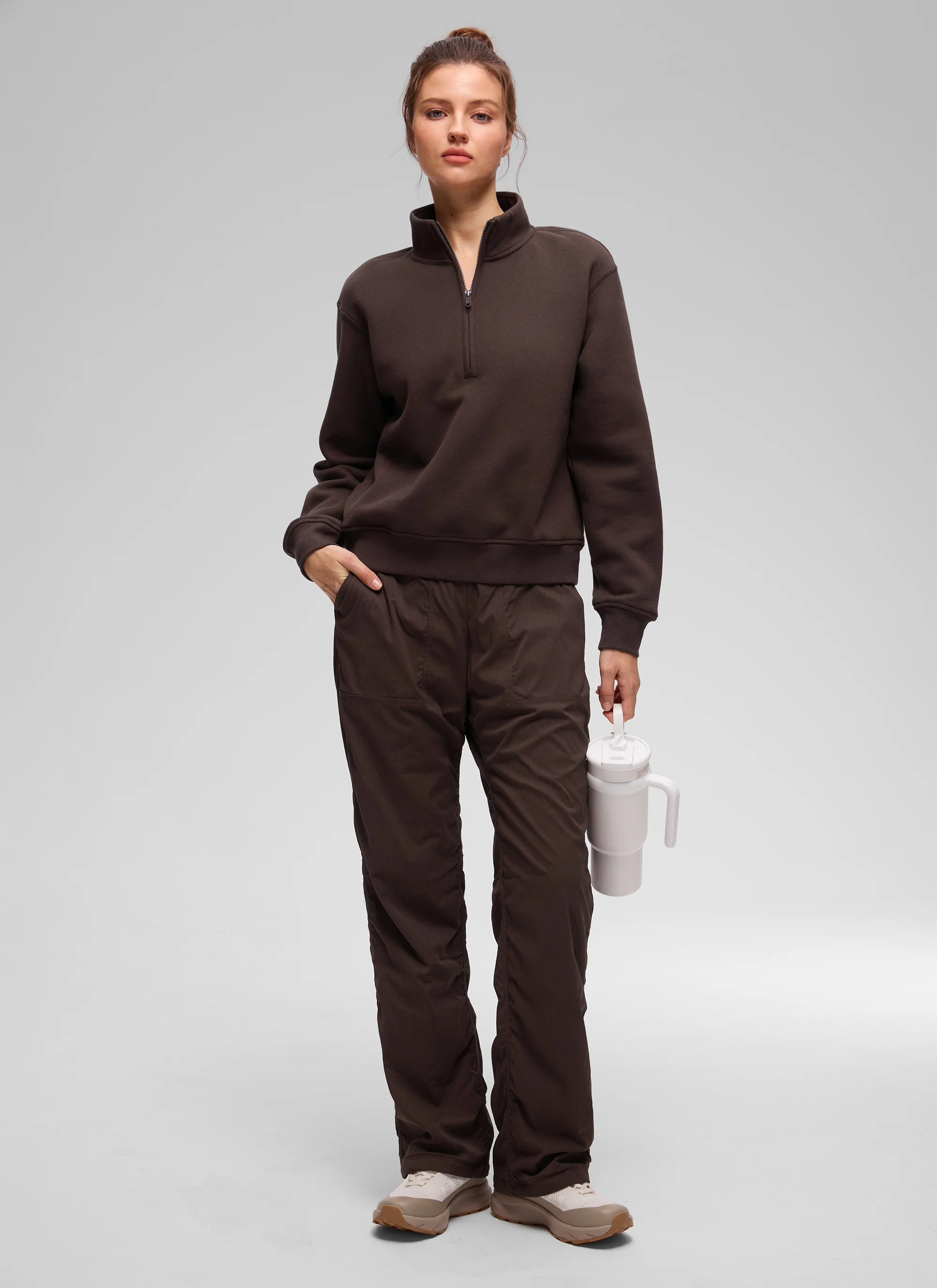 Fleece Lined Half Zip Funnel neck Sweatshirt - Image 27