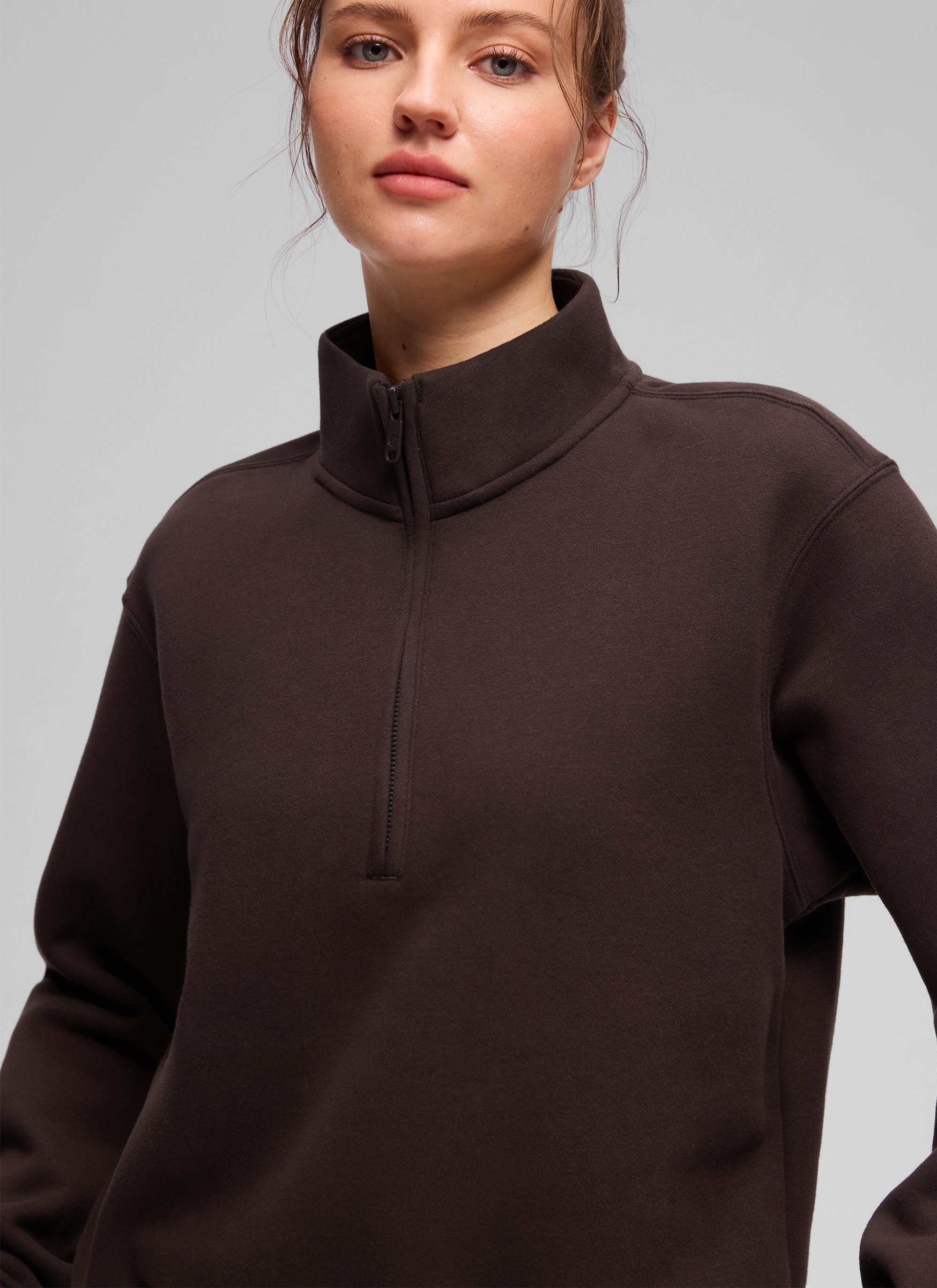 Fleece Lined Half Zip Funnel neck Sweatshirt - Image 28