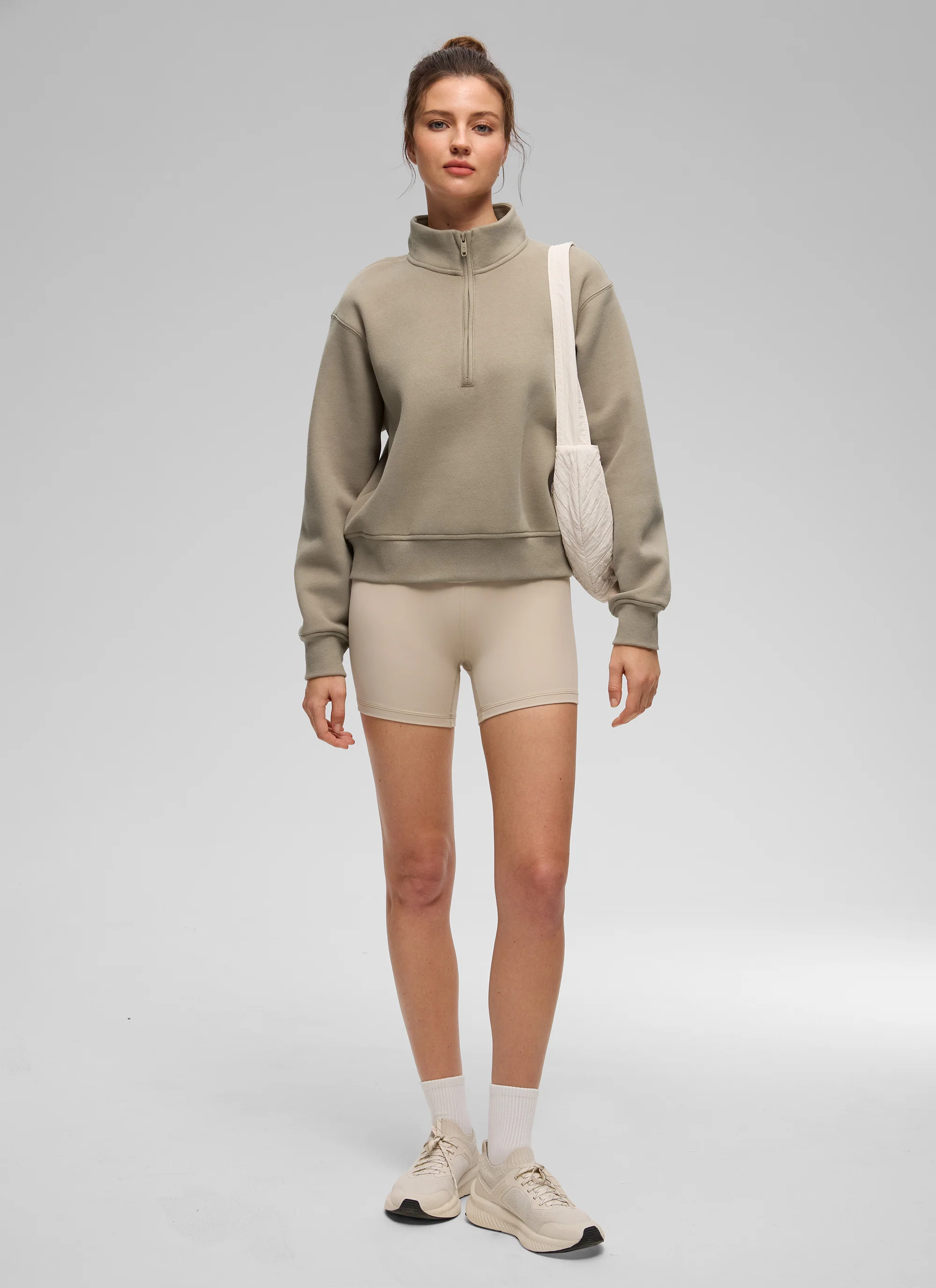 Fleece Lined Half Zip Funnel neck Sweatshirt - Image 3