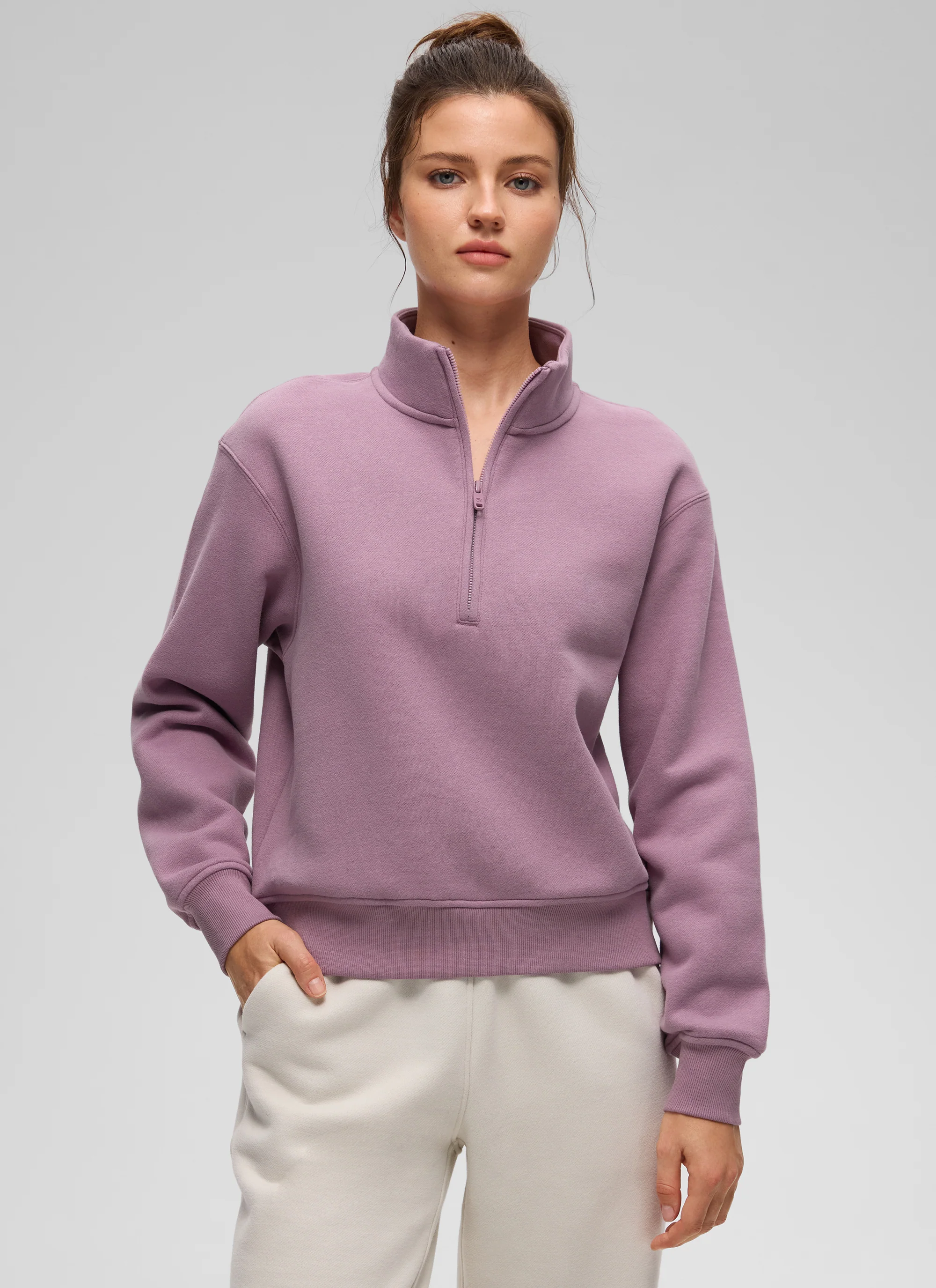 Fleece Lined Half Zip Funnel neck Sweatshirt - Image 31