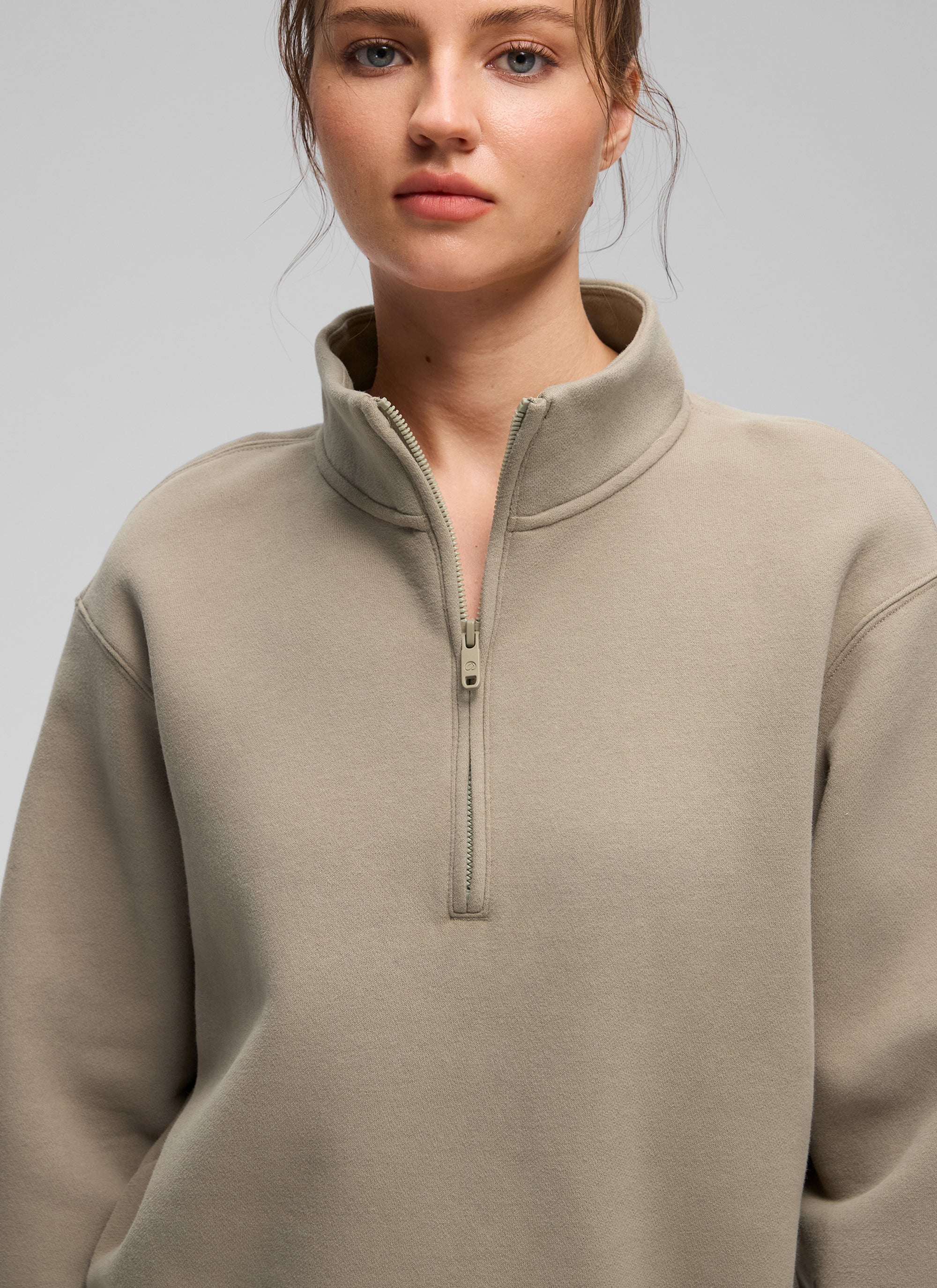Fleece Lined Half Zip Funnel neck Sweatshirt - Image 4
