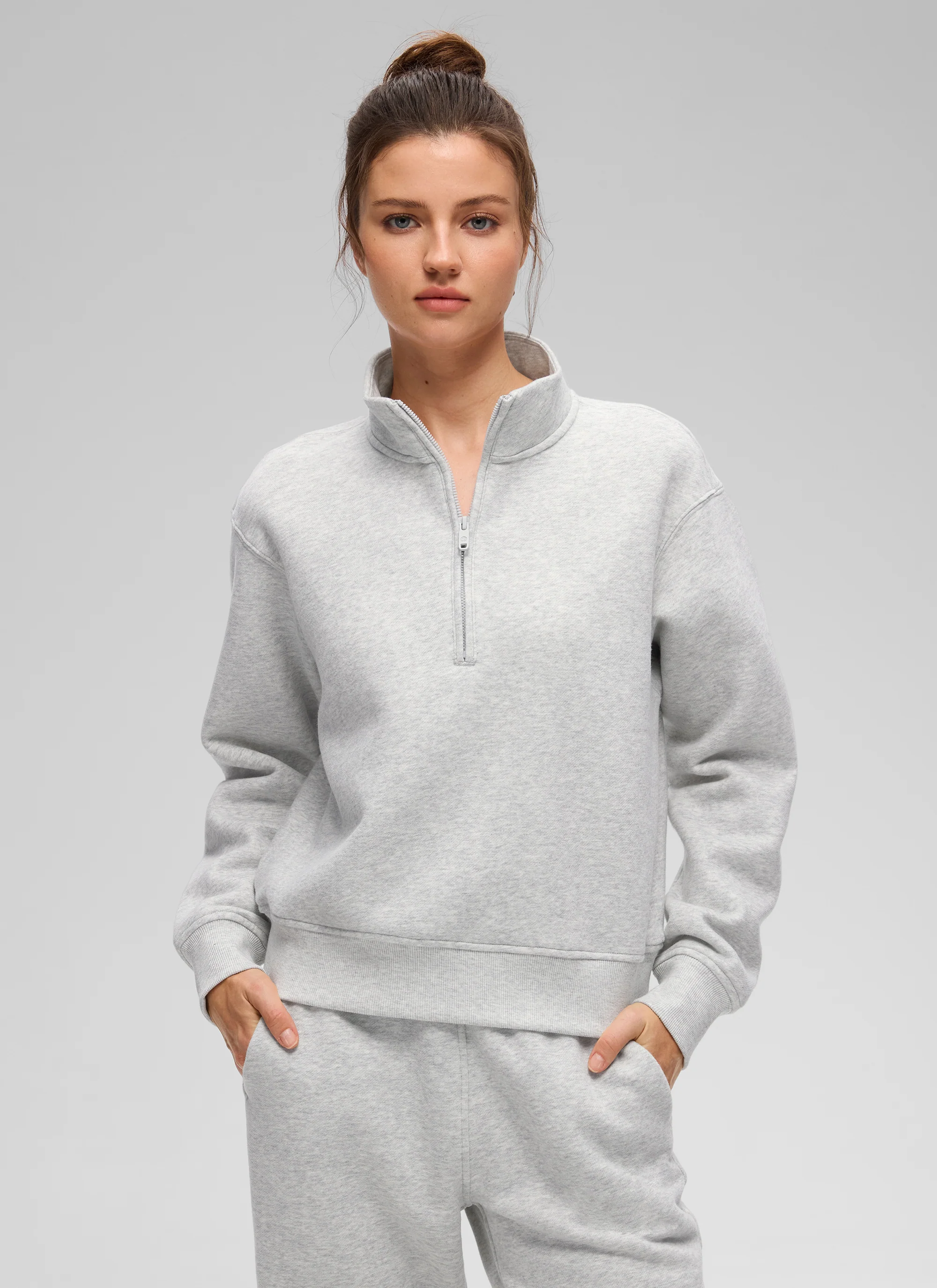 Fleece Lined Half Zip Funnel neck Sweatshirt - Image 7