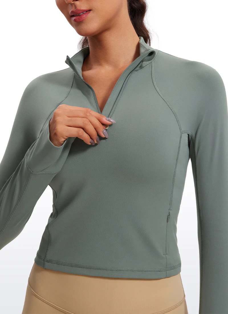 Butterluxe Half Zip Cropped Long Sleeve - Image 10