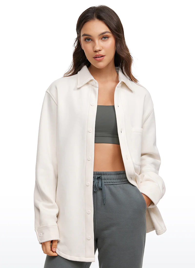 Fleece Lined Oversized Button Down Jacket - Image 10