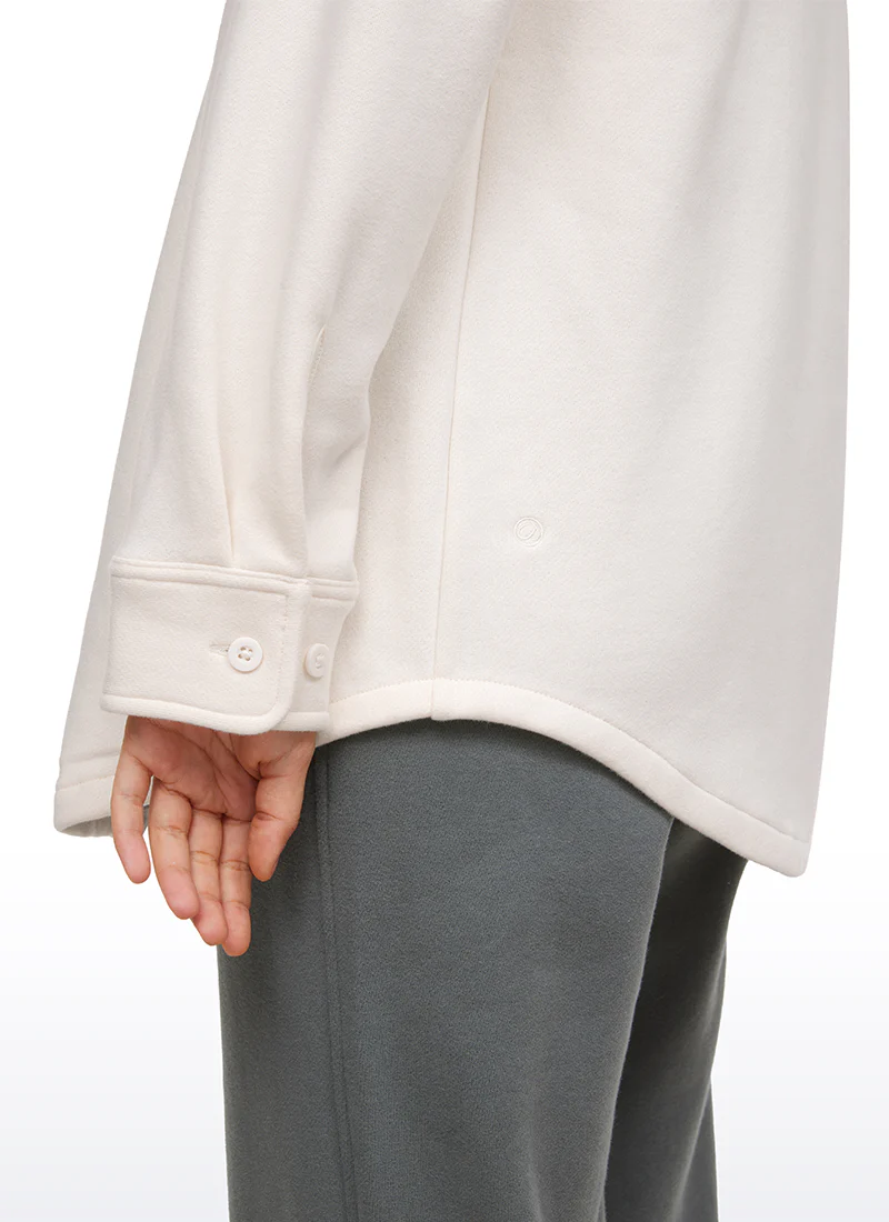 Fleece Lined Oversized Button Down Jacket - Image 12