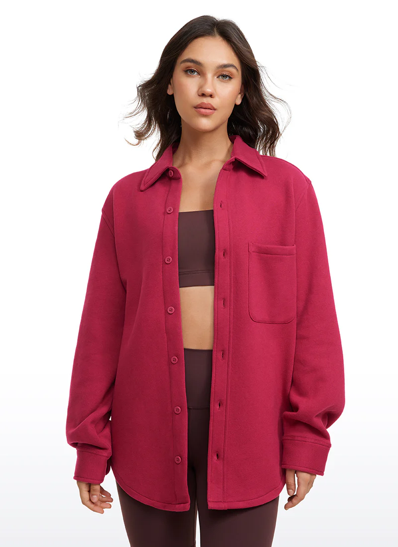 Fleece Lined Oversized Button Down Jacket - Image 13
