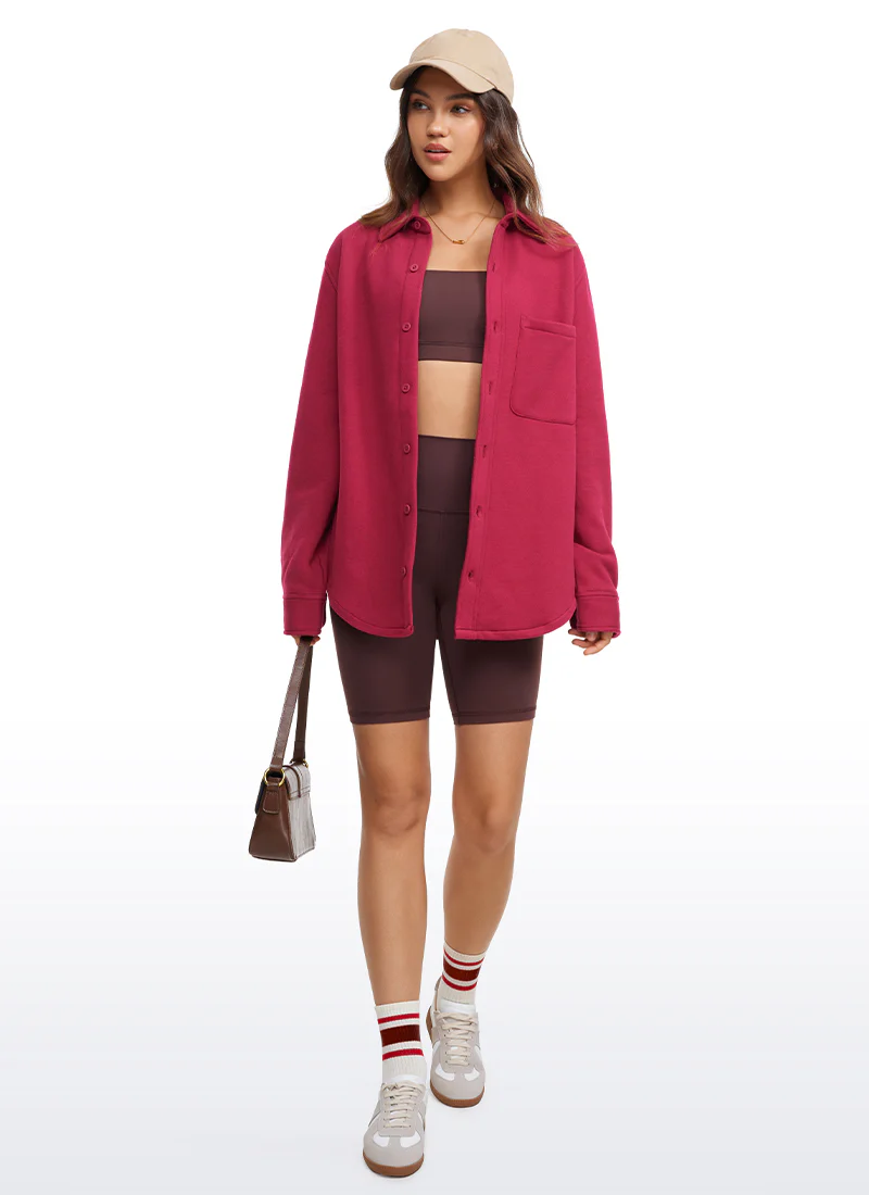 Fleece Lined Oversized Button Down Jacket - Image 15