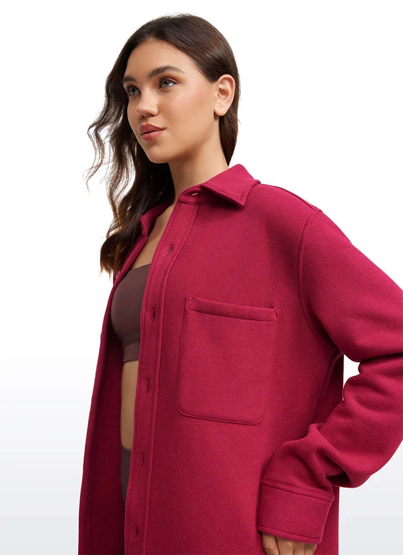 Fleece Lined Oversized Button Down Jacket - Image 16