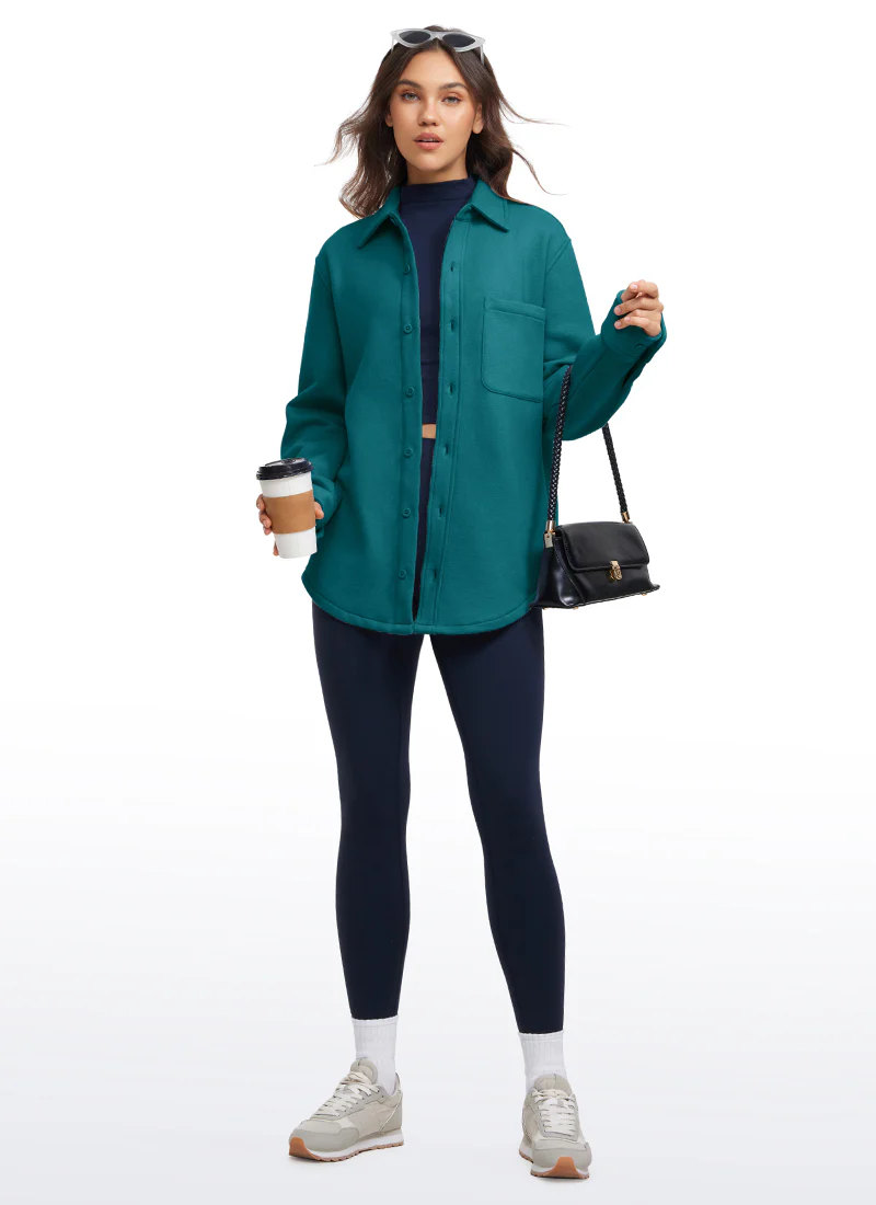 Fleece Lined Oversized Button Down Jacket - Image 19