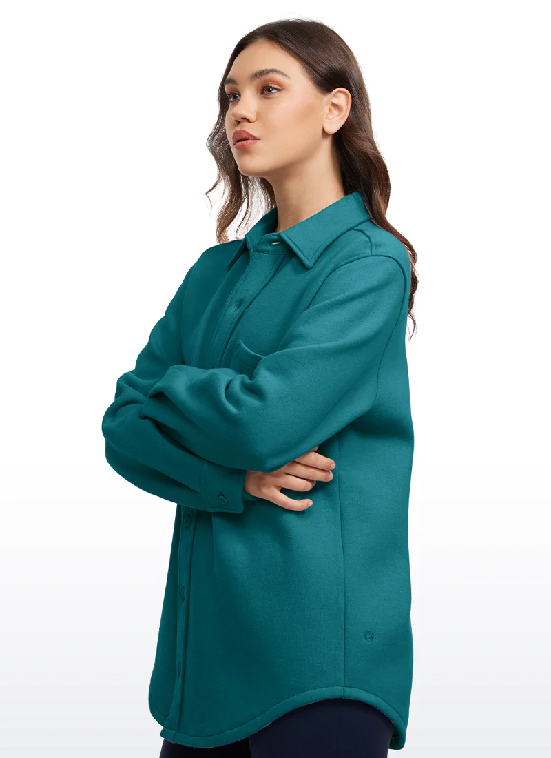 Fleece Lined Oversized Button Down Jacket - Image 20