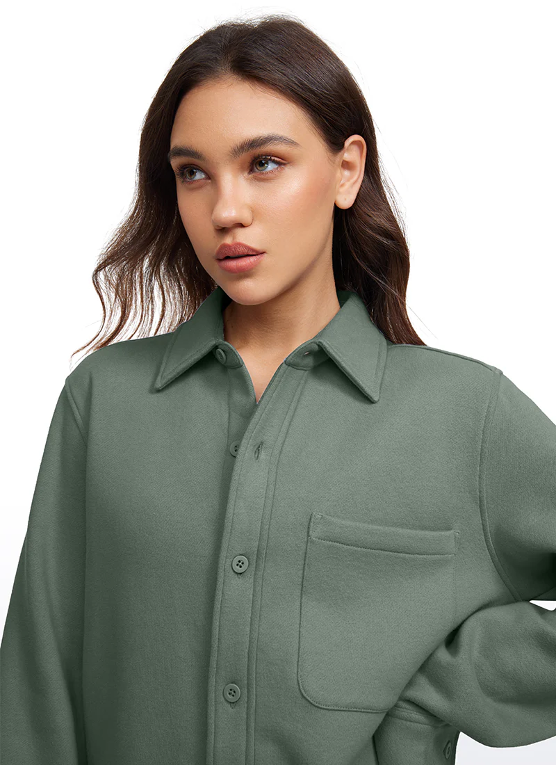 Fleece Lined Oversized Button Down Jacket - Image 24