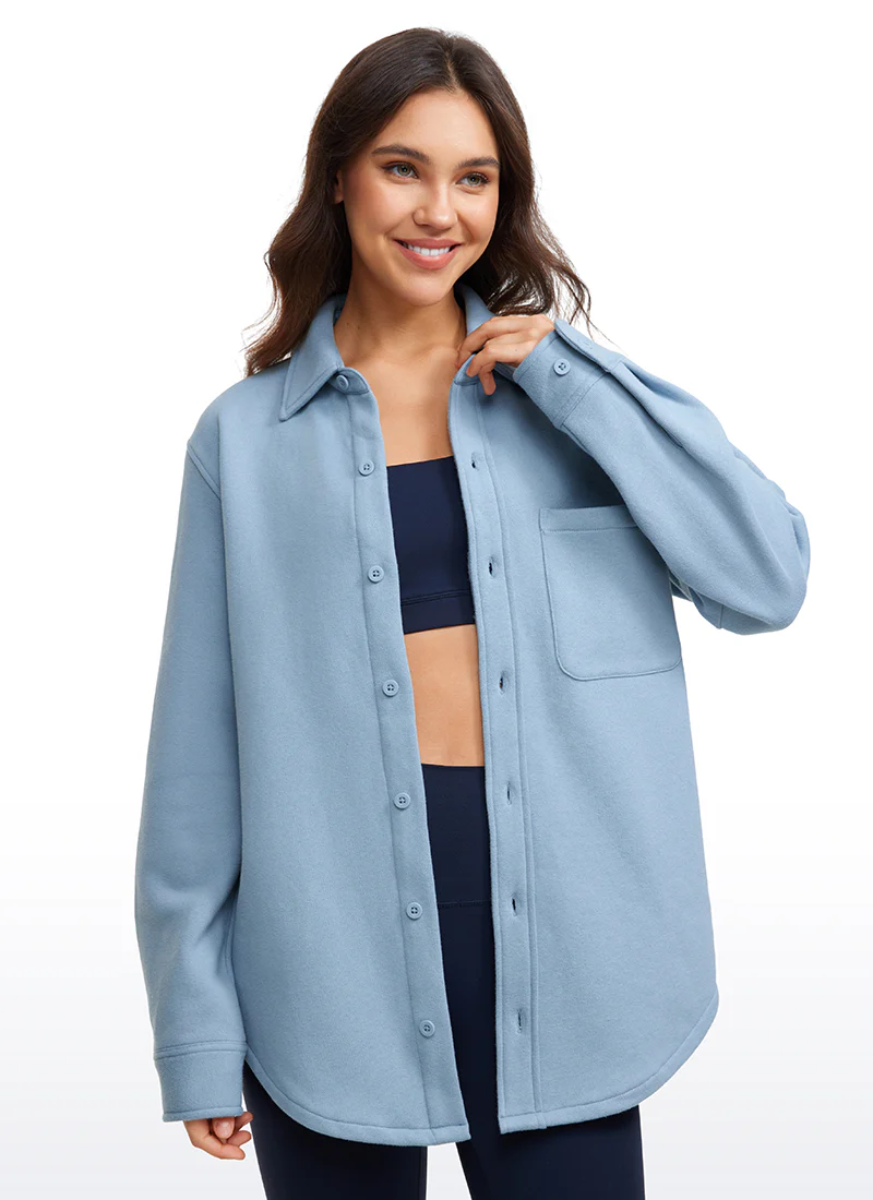 Fleece Lined Oversized Button Down Jacket - Image 25