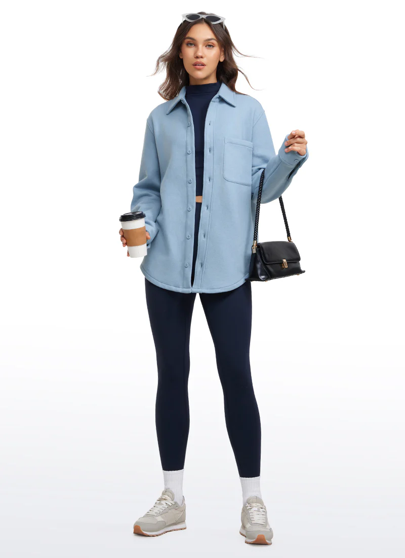 Fleece Lined Oversized Button Down Jacket - Image 27