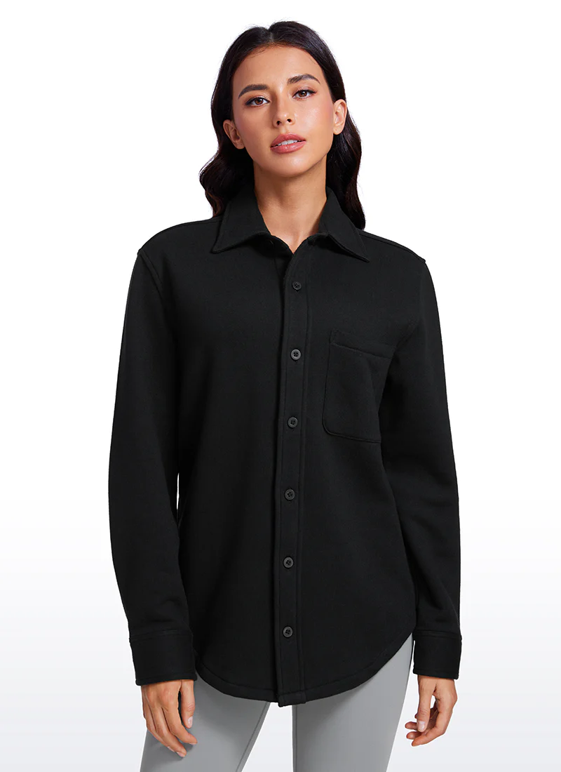 Fleece Lined Oversized Button Down Jacket - Image 3