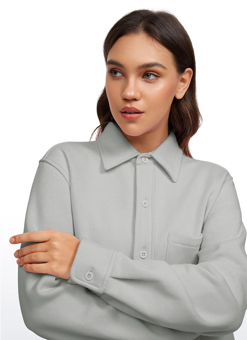 Fleece Lined Oversized Button Down Jacket - Image 31